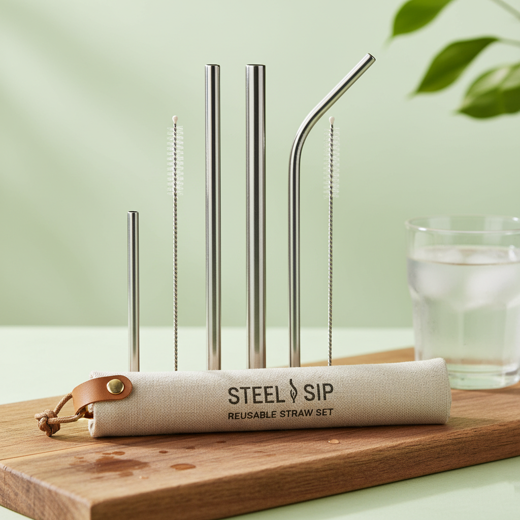 Steel Reusable Straw Set